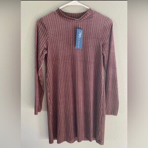 TM by Truly Me American Girl Striped Velour Long Sleeve Dress Preppy Retro Sz 14